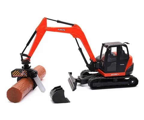 Kubota KX080-4 Compact Excavator with Bucket and Log Grapple Cutoff Saw