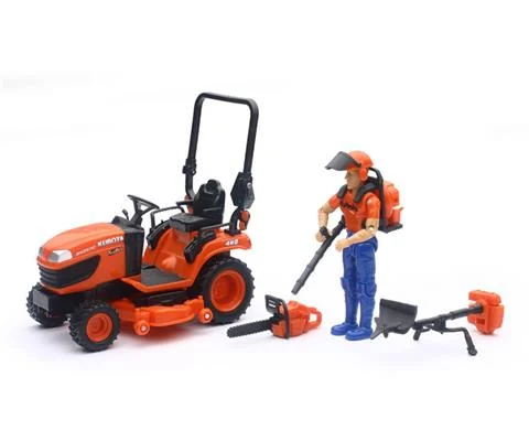 Kubota 4WD Lawn Tractor with Driver and Lawn Tools - NEW-RAY