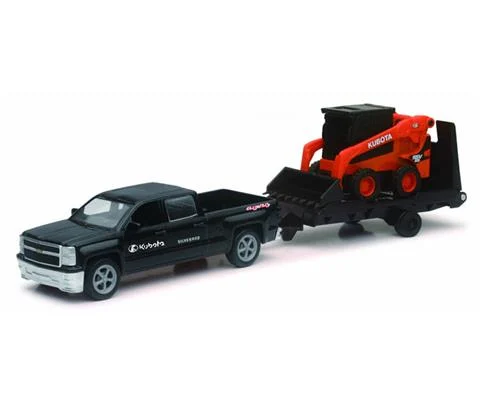 Kubota SSV65 Skid Steer on Trailer with Chevrolet Pickup Truck - NEW-RAY