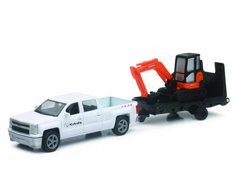 Kubota KX040 Mini Excavator on Trailer with Chevrolet Pickup Truck - NEW-RAY