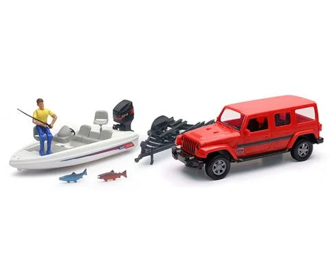 Jeep Sahara Playset with Trailer and Fishing Boat - NEW-RAY