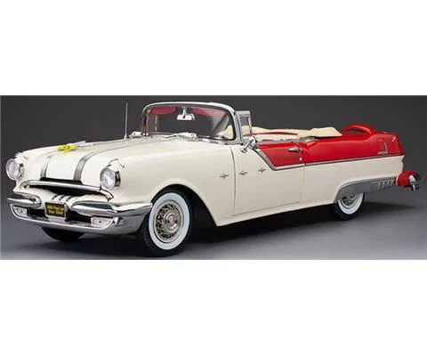 1955 Pontiac Star Chief Open Convertible in Bolero Red and Castle Gray - SUNSTAR