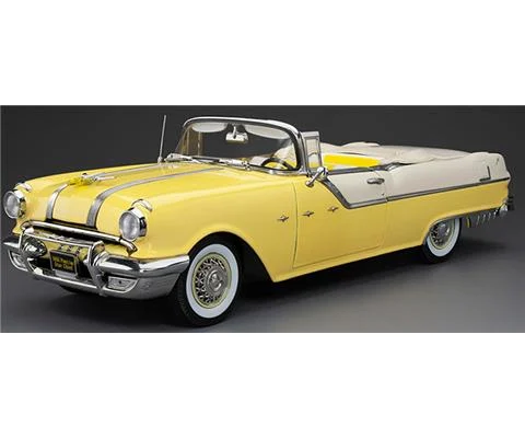 1955 Pontiac Star Chief Open Convertible in White Mist and Avalon Yellow - SUNSTAR
