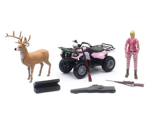 Deer Hunting Playset with Suzuki ATV in Pink - NEW-RAY