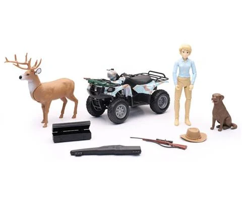 Teal Camo Hunting Vehicle Playset with Deer and ATV - Wildlife Hunter