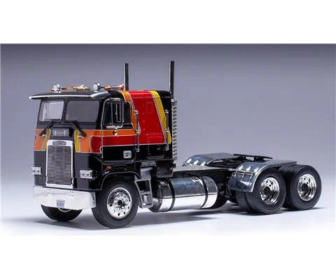 1993 Freightliner FLA in Black with Orange Red and Yellow Deco - Cab Only