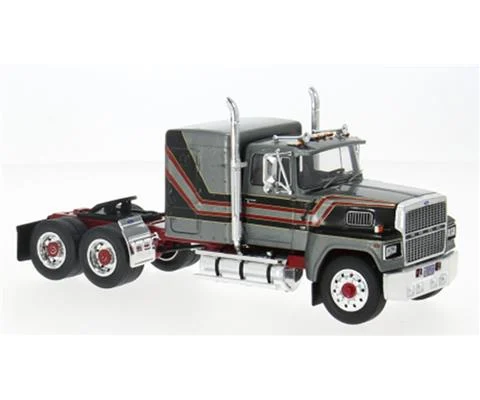1978 Ford LTL-9000 Sleeper in Metallic Dark Grey with Black and Red Deco - Cab Only