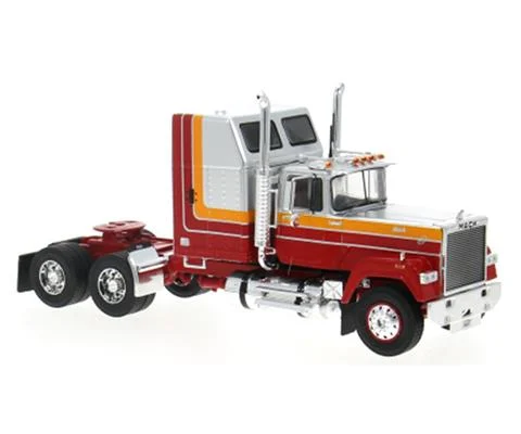 1985 Mack Superliner Magnum Sleeper in Silver and Red with Orange Stripe - Cab Only