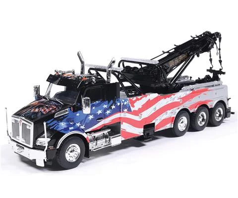 Kenworth T880 Wrecker in Black with American Flag - IXO AMERICA
