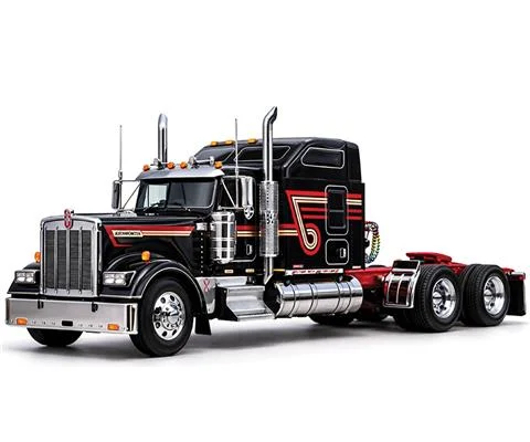 1990 Kenworth W900 in Black with Red and Cream Stripes - IXO AMERICA