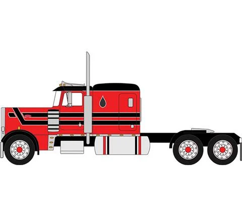 1973 Peterbilt 359 with Sleeper in Red and Black - IXO AMERICA