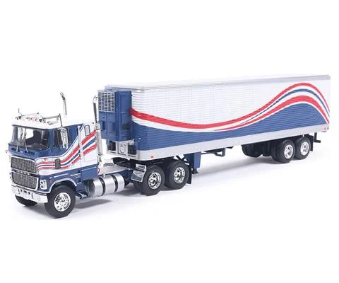1976 Ford CL 9000 in Red White and Blue with Matching Vintage Trailer - IXO AMERICA
