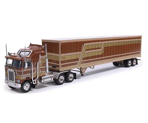 1976 Kenworth K100 Aerodyne in Brown with Matching Modern Trailer - IXO AMERICA
