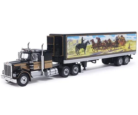 1976 Kenworth W900 in in Black and Gold with Bandit Mural Trailer - IXO AMERICA