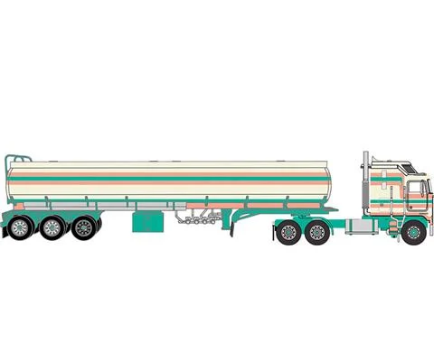 1976 k100 Aerodyne Semi and Tanker with Peaches and Cream Graphics - IXO AMERICA