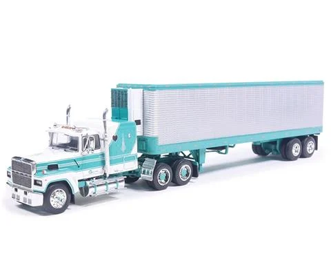 1978 Ford LTL-9000 Semi with Vintage Trailer in Caribbean Turquoise and Wimbledon White