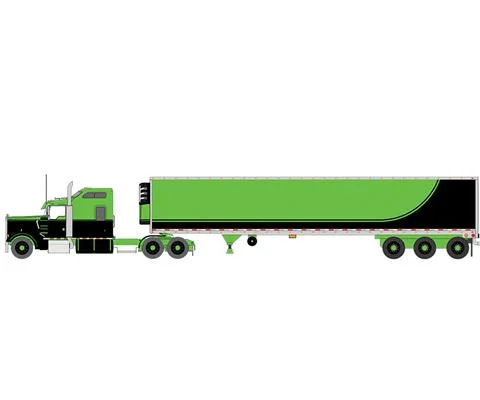 1990 Kenworth W900 with Refer Van in Neon Green and Black - IXO AMERICA