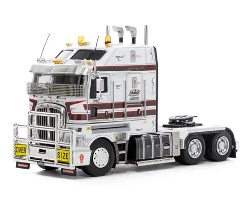 S S Heavy Haulage - Kenworth K200 Truck with 2 8 Sleeper Cab in White with Black and Red Stripes